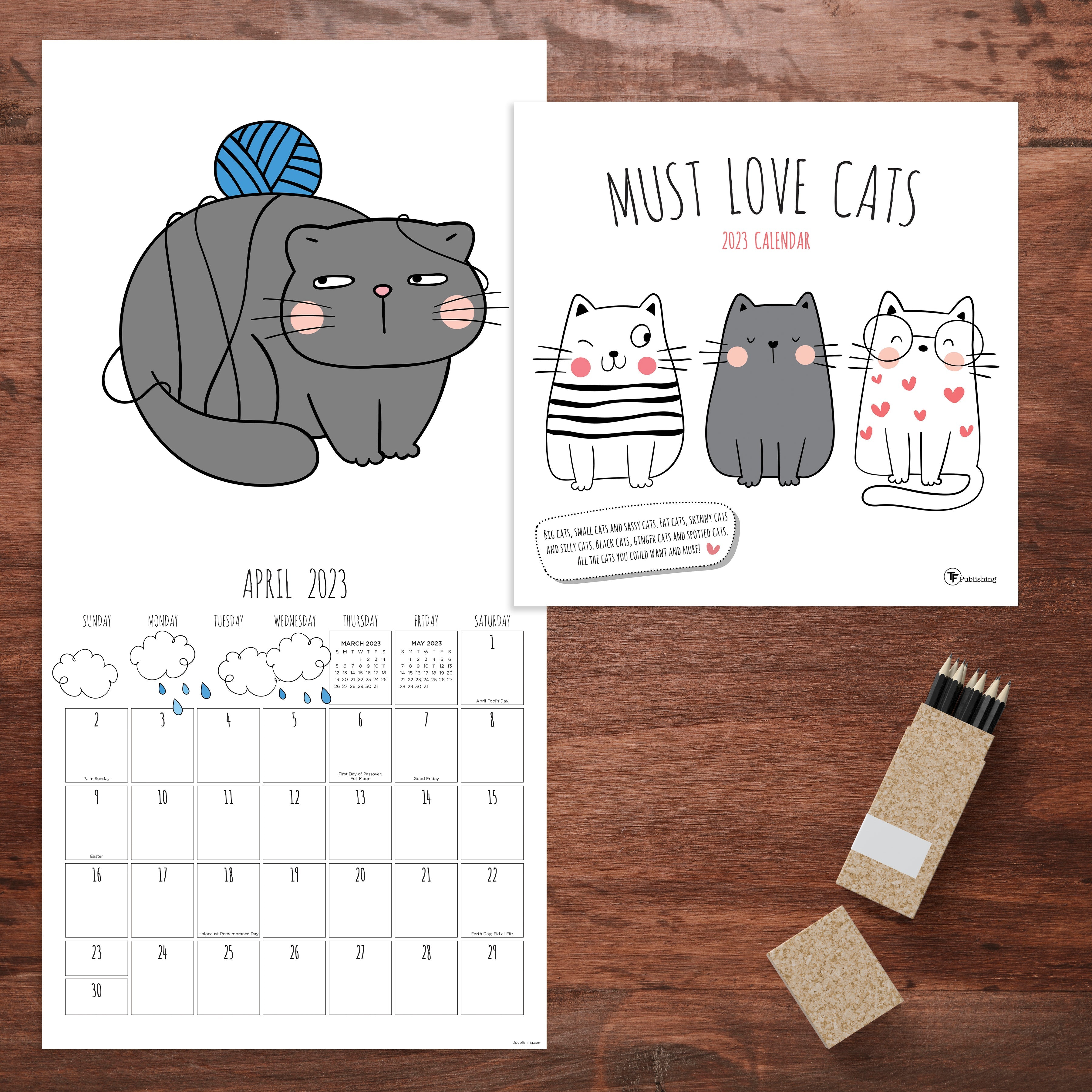2023 Must Love Cats - Square Wall Calendar