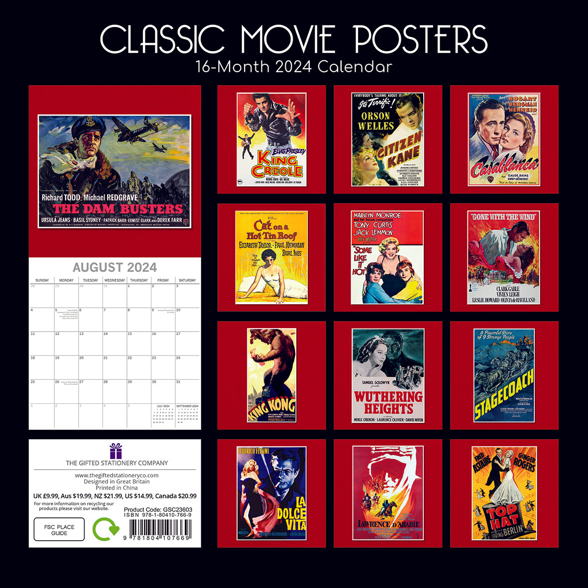 2024 Classic Movie Posters - Square Wall Calendar