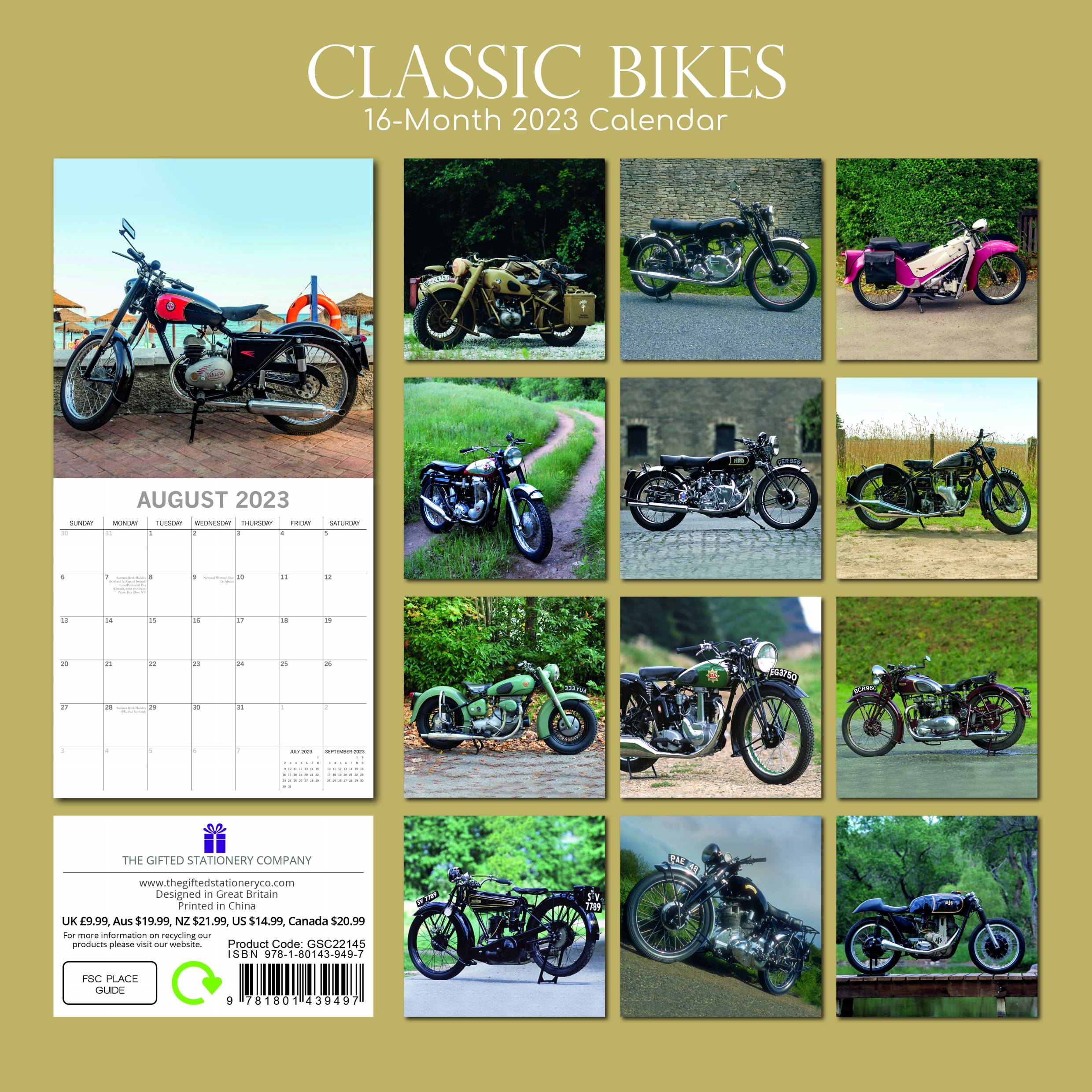 2023 Classic Bikes - Square Wall Calendar
