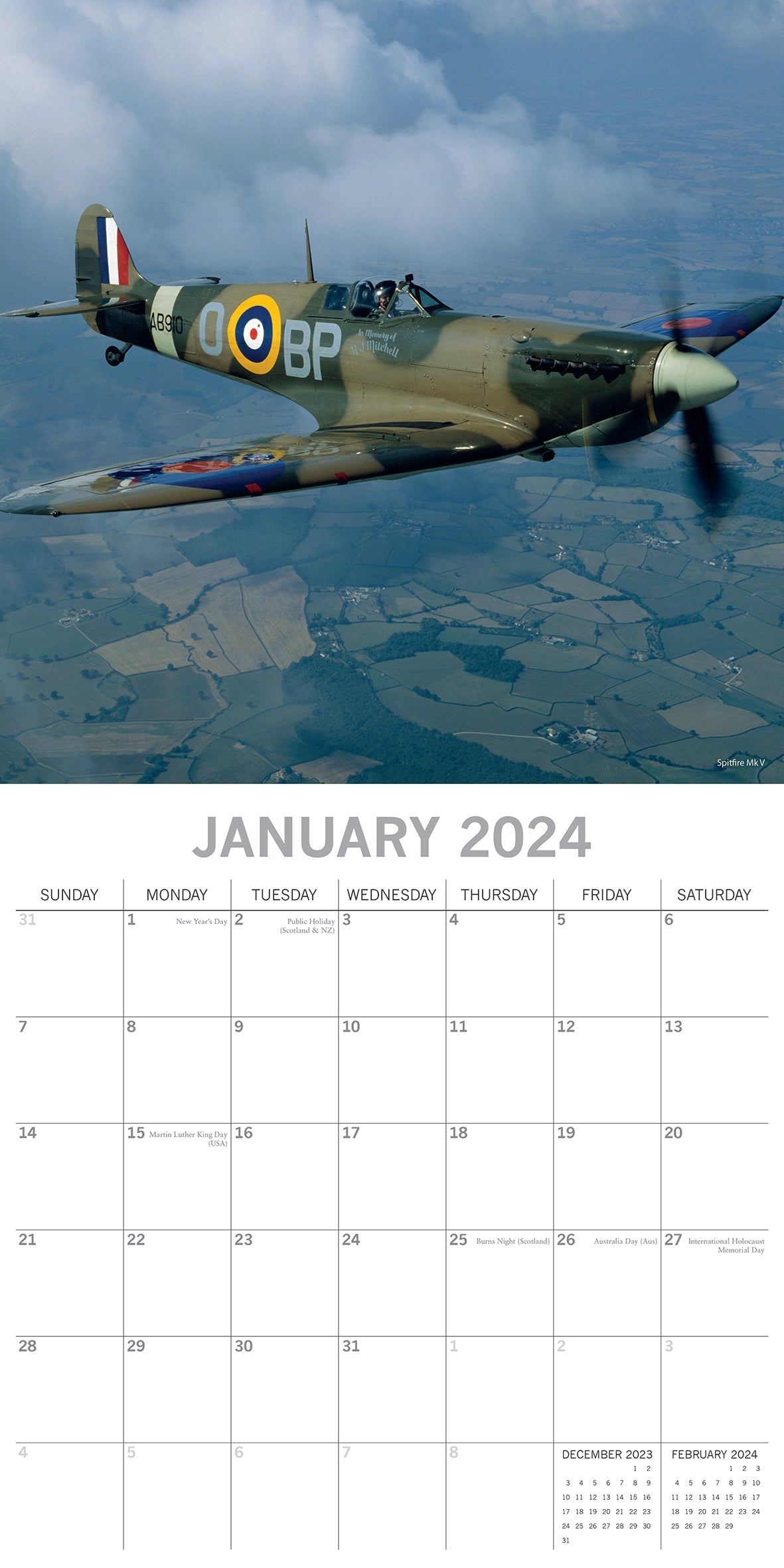 2024 Spitfires - Square Wall Calendar