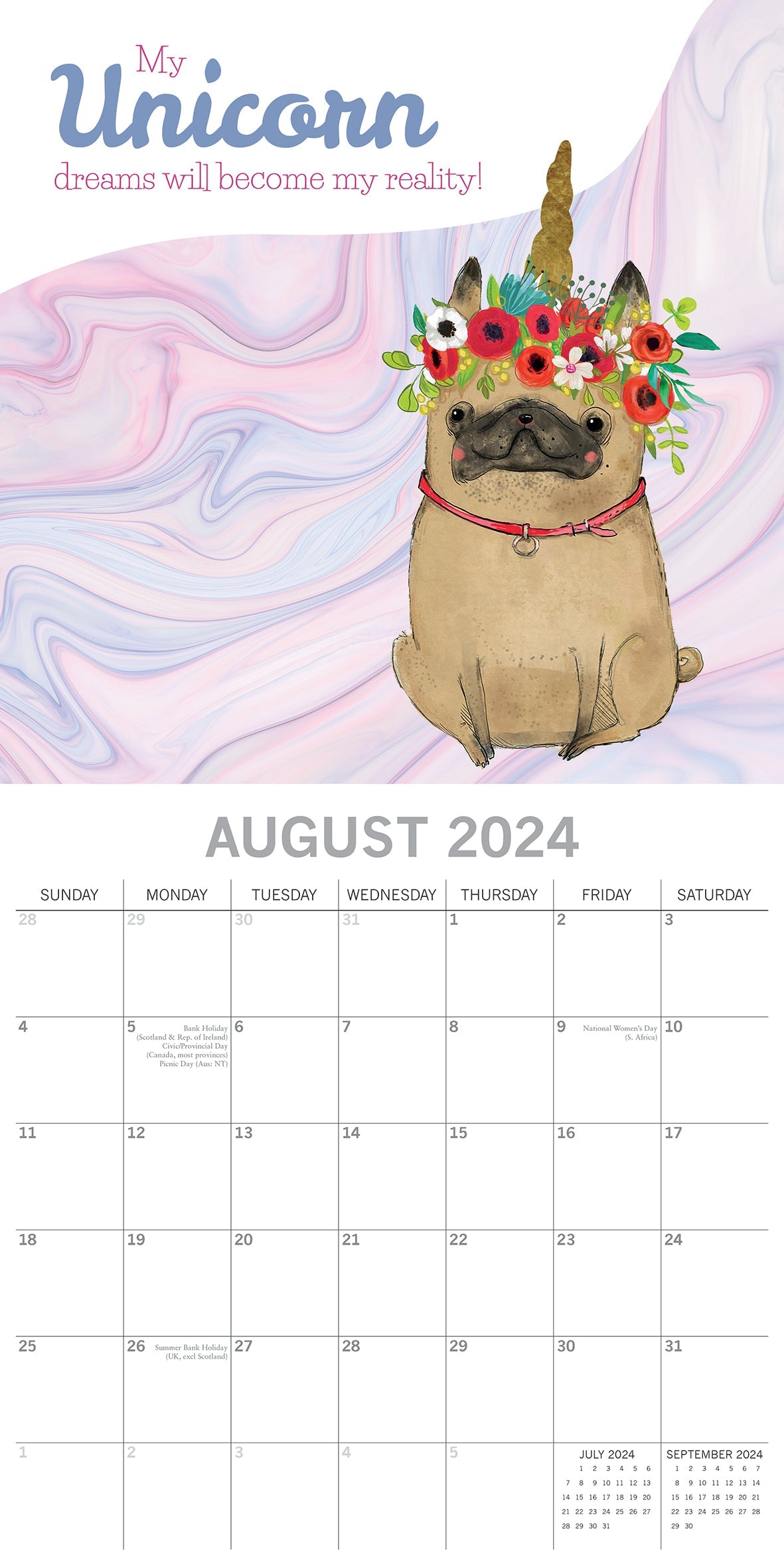 2024 Born to be a Unicorn - Square Wall Calendar