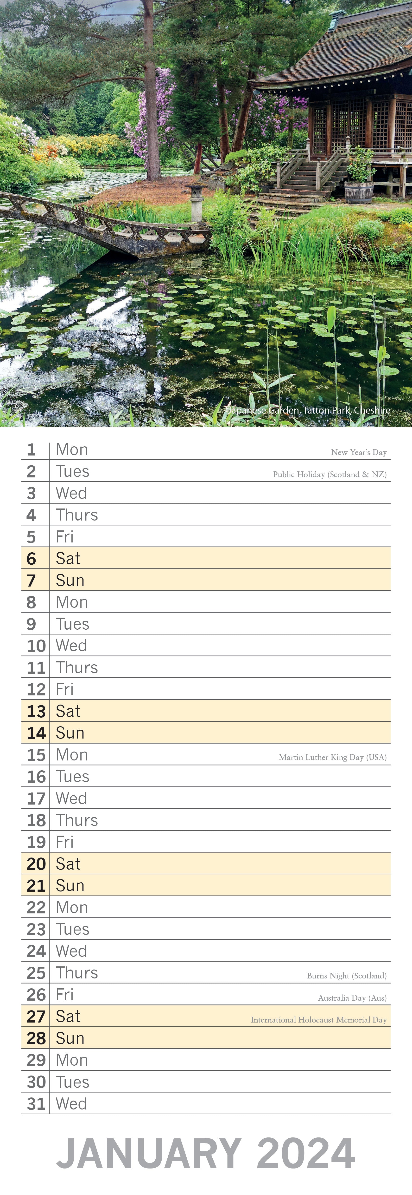 2024 Beautiful Gardens - Slim Wall Calendar