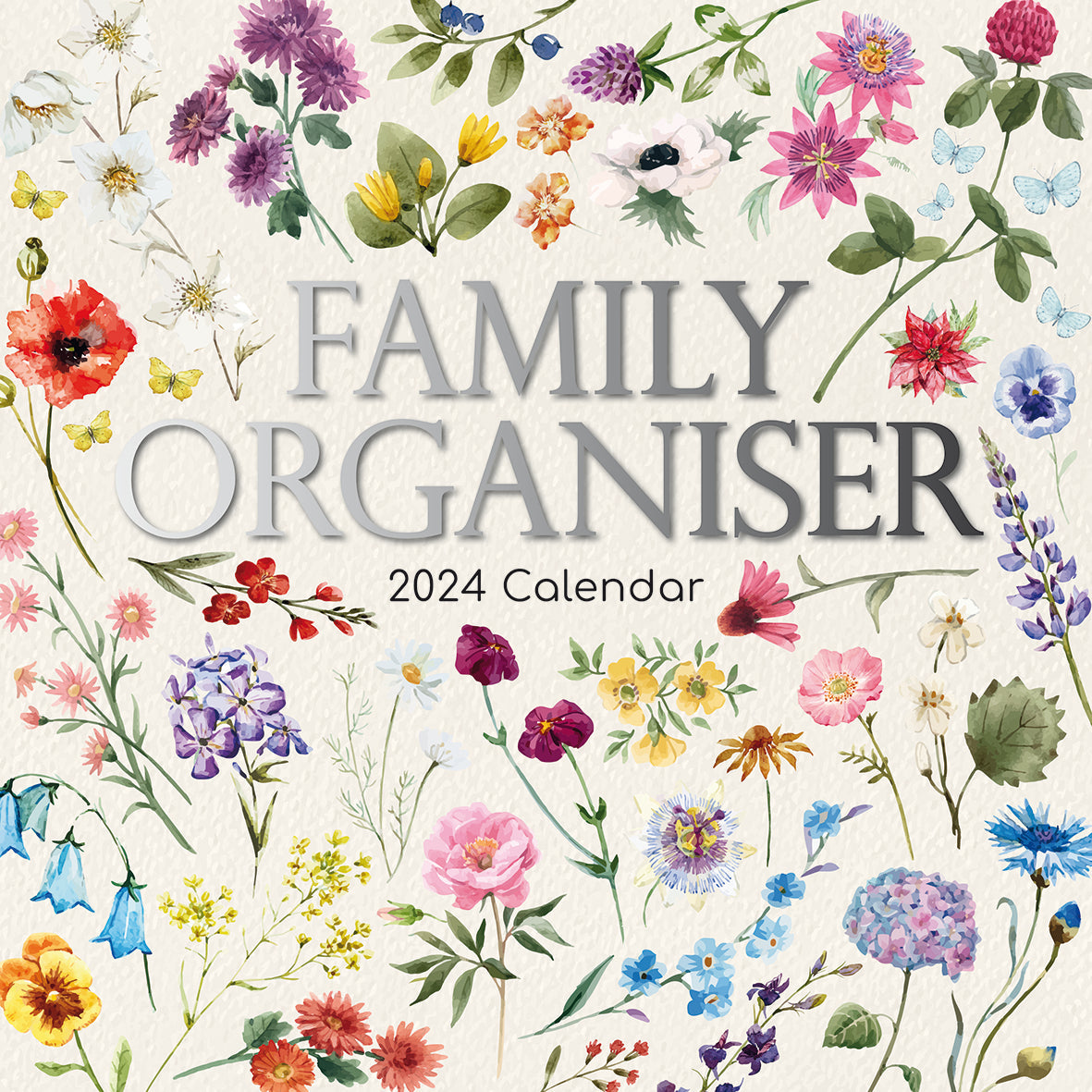 2024 Floral Family Organiser - Square Wall Calendar