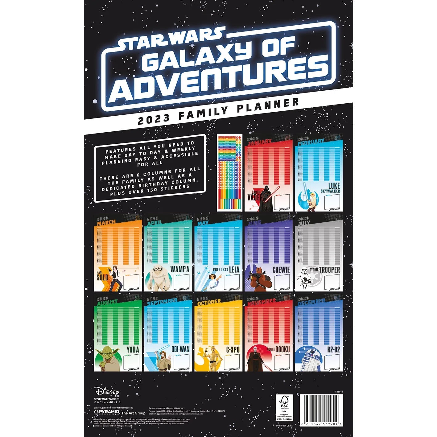 2023 Star Wars - Galaxy of Adventures - Family Planner - A3 Wall Calendar
