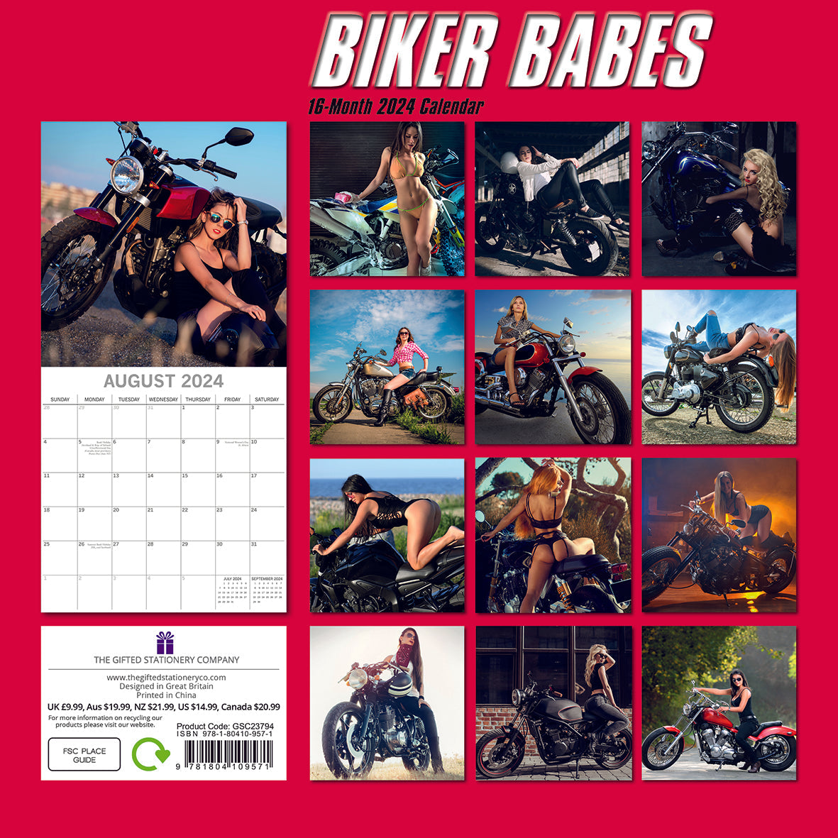 2024 Biker Babes - Square Wall Calendar