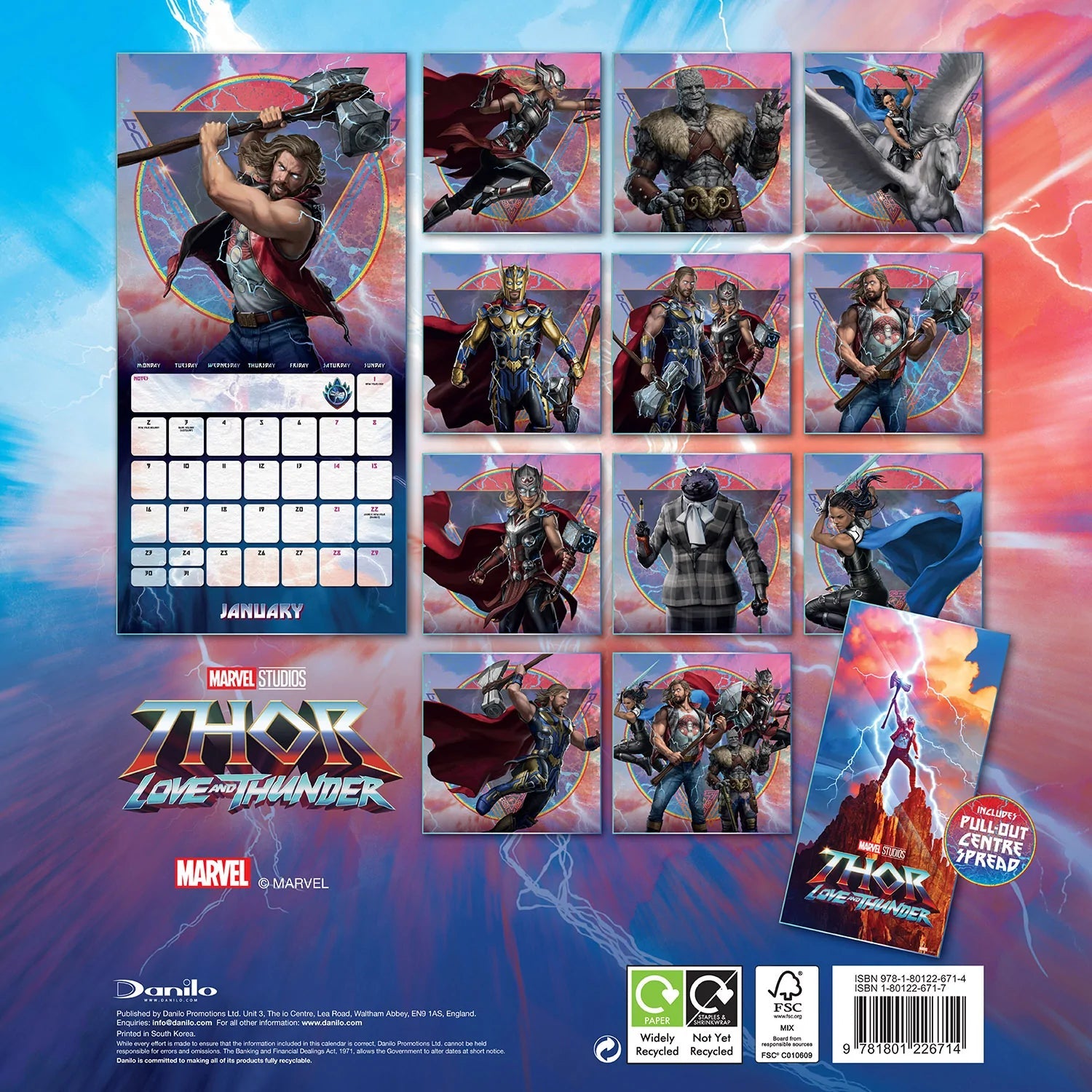 2023 Marvel - Thor - Love And Thunder Movie - Square Wall Calendar