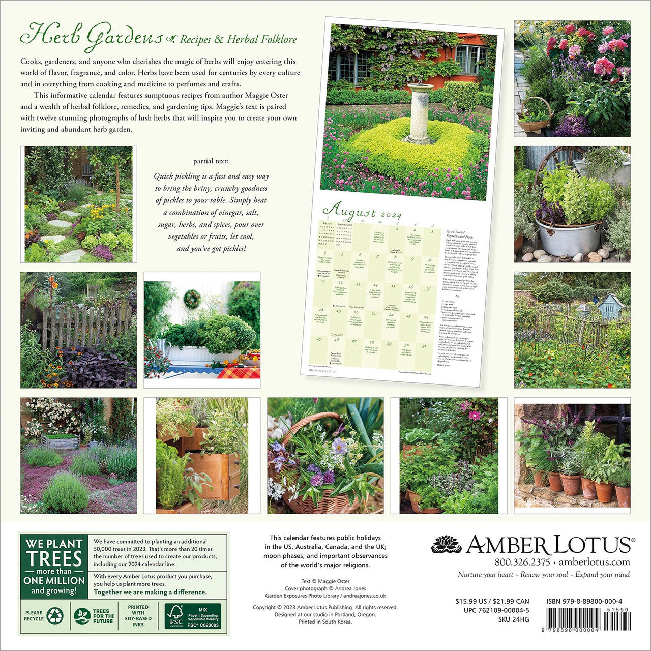 2024 Herb Gardens - Square Wall Calendar