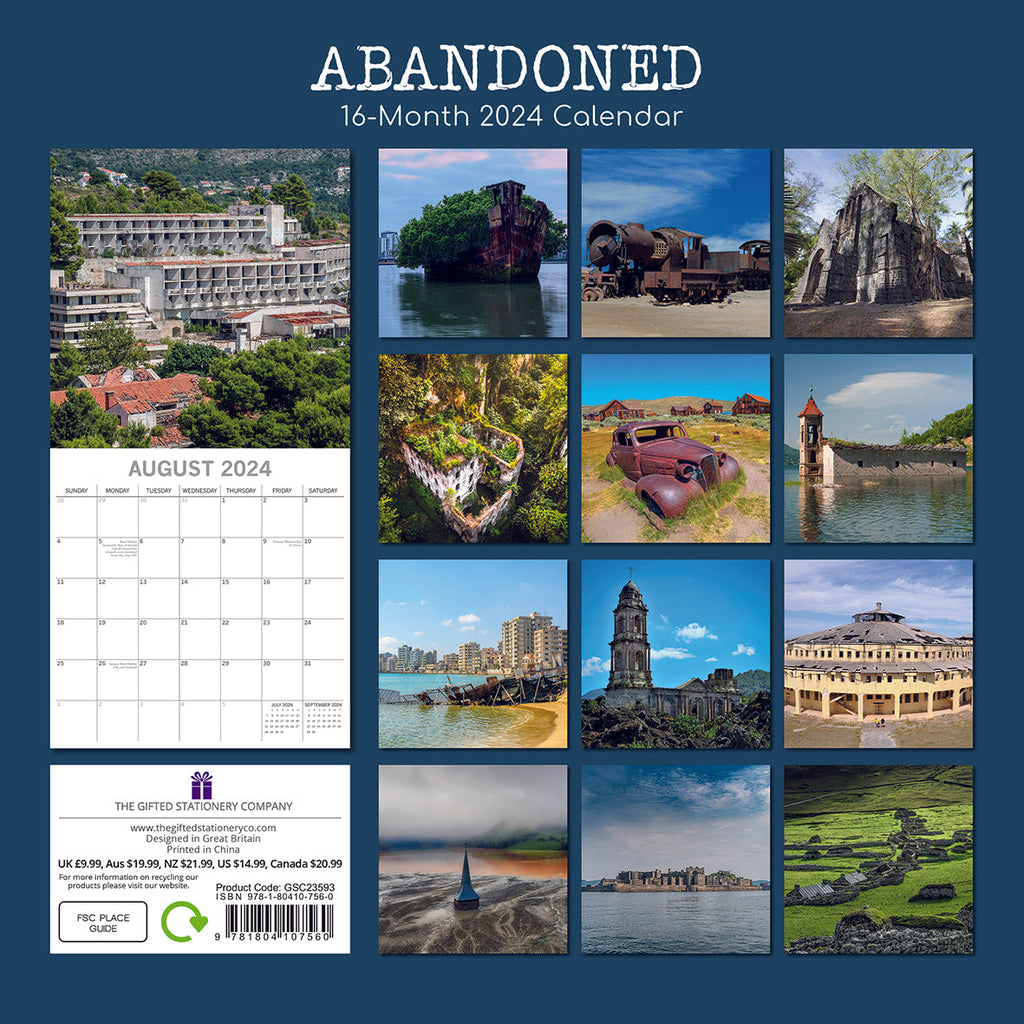 2024 Abandoned Square Wall Calendar Travel Calendars by The Gifted